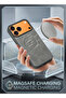 Premium Leather Case and Screen Protector Compatible with iPhone 17 Pro Max, Slim MagSafe Shockproof Protective Cover with Metallic Camera Ring & Tactile Buttons – Grey - 2