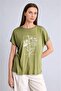 Crew Neck Floral Short Sleeve Olive Green T-Shirt H8368Ax26Hs - 3
