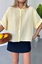 Women's Short Sleeve Buttoned 100% Cotton Shirt Yellow - 26Y 2132 - 2