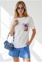 Women's White Cotton T-Shirt with Pocket Detail Tsh-19001009 - 3