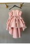 Shedress Powder Pink Satin Girls' Dress - Layered and Tailored for Special Occasions with Ruffles and Train - 4