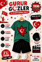 Turkish Flag Printed Kids Set – T-Shirt & Shorts 2-Piece Combination |   Trendy Summer Set for Ages 1-12