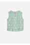 Girl's Printed Chiffon Sleeveless Blouse Green 6023 - 4
