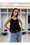 Women's Black Lace Bustier Athlete's Bandana Three-Piece Set - 2
