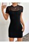 Women's Rope Strap Short Diving Suit and Short Sleeve Tulle Dress Two-Piece Set