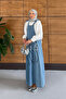 Women's Beaded Embroidered Denim Slopet Dress - 2