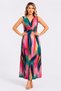 Women's Plus Size Colorful, Abstract Brush Pattern Draped Long Dress 65N39537