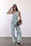 Turquoise Patterned Blouse Trouser Set 05185 - 2