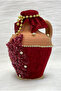 Burgundy Test, Velvet and Applique Luxurious Shiny Stone Decorated Bridal Henna Night Test, Wedding Cube, Soil Test - 3