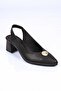 Laceless Buckle Neolite Sole Genuine Leather Open Back Thick Heeled Shoes 342-563 Women - 8