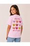 Girl's Love Vibes Stone Heart Printed T-Shirt with Back Print Detail - 5