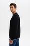 Ar-Ma Men's Crew Neck Sweatshirt Basic Without Print Without Pockets Regular Fit Carbon Brushed Thessaloniki K30124 - 4