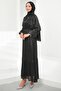Black Floral Bronched Chiffon Dress - 5