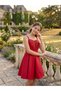 Girl's Red Sequined and Folded Detailed Evening Dress with Straps (Special Occasion and Graduation Dress) - 2