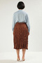 Women's Plus Size Midi Skirt Pleated Woven Satin Fabric A-Line Cut Comfortable Casual Wear Modern Stylish - 5