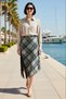 Women's Plus Size Asymmetrical Cut Plaid Patterned Tulle Knitted Midi Skirt Flexible Structure Daily Comfortable Modern - 3