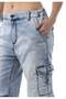 Women's Wide Leg Jeans - Ice Blue Relaxed Fit Pants with Cargo Pockets -Wd544 - 3