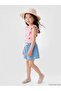 Lcw Kids Pink Square Neck Printed Girls' Swimsuit