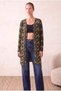 Women's Camouflage Patterned Regular Fit Long Sleeve Open Front Long Cardigan Elsa - 6
