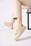 Rebas Sole Stitched Side Stapled Genuine Leather Orthopedic Women's Shoes Beige Skin - 2