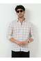 Off White Check Slub Linen Casual Full Sleeve Shirt