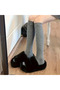 Women's 3-Pack Below Knee Ribbed Long Socks Set Black Gray Cream College Style Socks - 2