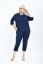 Women's Capri Tshirt with Stone Detail, Stylish Viscose Combed Cotton Blue Bottom-Top Set - 3