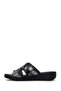 Women's Black Leather Comfort Slippers 26Sfd410614 - 3