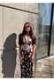 Asatet Saten Patterned Dress with Lace Details - 3