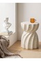 Modern Sculptural Side Table, Magnesium Oxide Accent Table, Concrete Look Bedside Table, White, 35 x 35 x 48 cm