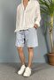 Ice Blue Jean Shorts with Lace Detail - 5