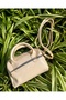 Cream Wrinkled Faux Leather Single Compartment Zippered Adjustable Strap Shoulder Bag
