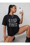 Women / Girls Oversize T-Shirt Good Family Vibes Printed - 4
