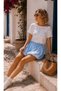Polka love - blue chic! boat neck blue cream polka dot blouse - short sleeve t-shirt - 2