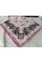 Elegant Floral Patterned Stitched Writing Cheesecloth Yemeni Foulard Scarf 80X80 cm - 7