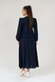 Women's Navy Blue Linen Lace Detailed Skirt Suit - 5
