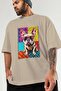 For Dog Lovers 65 Front Dog Printed Beige Oversize T-Shirt 100% Cotton Unisex Dog Lover Premium Design - 3