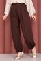 Comfortable Fit Shalwar Trousers with Elastic Cuffs in Brown - 2