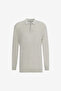 Men's Light Grey-Melange Wool Standard Fit Regular Cut Polo Collar Jacquard Knitwear Sweater - 8