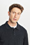 Men's Anthracite-Melange Wool Standard Fit Regular Cut Polo Neck Knitwear Sweater - 4