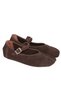Tovex Women's Suede Square Toe Strappy Gold Buckle Sewing Detailed Flat Sole Modern Design Daily Comfortable Ballerinas - 5