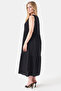 40288 Black Muslin Fabric Dress with Ruched Details - 3