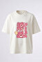 Plat Bear Design Back Printed Cotton White Oversize T-Shirt