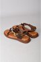 Seç c305 genuine leather thong sandals for women (sole: 2 cm) dark brown - 6