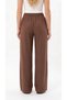 Women's Brown Color Muslin Look Palazzo Sweatpants Wide Leg High Waist Full Fit - 5