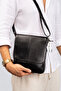 Unisex Black Genuine Leather Double Zipper Premium Quality Shoulder Strap Messenger Bag