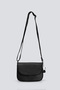Women's Black Genuine Leather Mini Luxury Flap Shoulder Bag with Adjustable Strap - 2