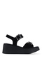 Women's Genuine Leather Black Suede Heeled Sandals