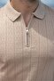 Stone Color Regular Fit Polo Collar Knitwear Men's T-Shirt E7503 - 3