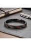 Brown and Black Leather Braided and Steel Men's Bracelet - 21 cm - 4